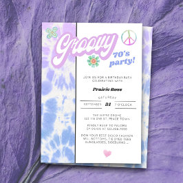 Groovy 70's Party Pastel Tie Dye Birthday Inbjudningar
