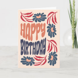Groovy 70s Psychedelic Blommigt Retro Birthday Kort