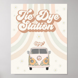 Groovy 70s retro dye station-tecken poster
