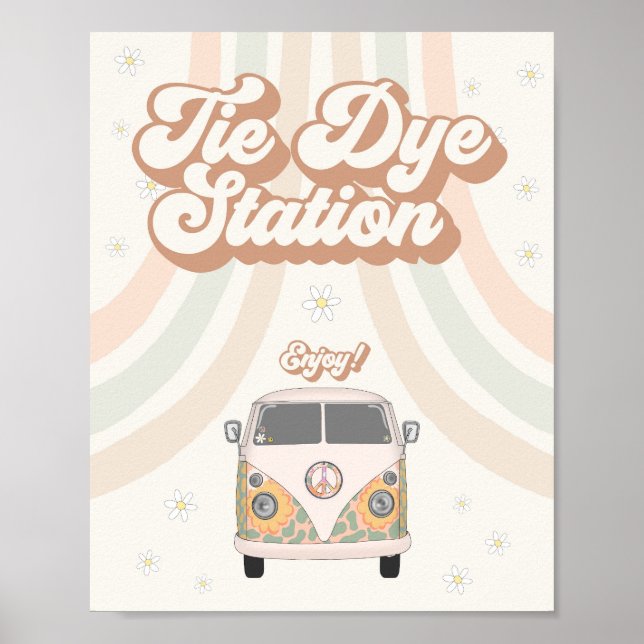 Groovy 70s retro dye station-tecken poster (Framsidan)