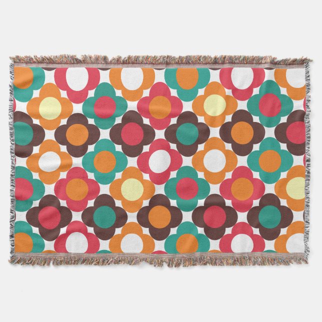 Groovy 70s Retro Flower Pattern | Bold Boho Floral Filt (Framsidan)