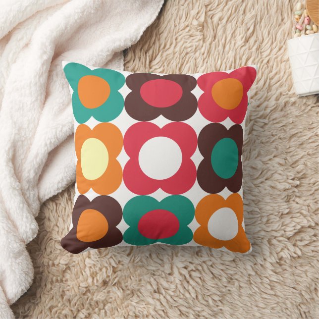 Groovy 70s Retro Flower Pattern | Bold Boho Floral Kudde (Filt)