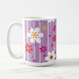 Groovy 70s Retro Hippie Flower Power Ladybug Kaffemugg
