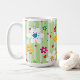 Groovy 70s Retro Hippie Flower Power Ladybug Kaffemugg