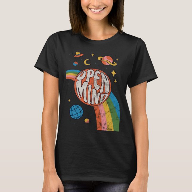 Groovy 70s Retro Hippie Vibes Rainbow T Shirt (Framsida)