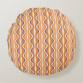 Groovy, 70s retro style patterned Round Pillow  Rund Kudde