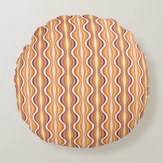 Groovy, 70s retro style patterned Round Pillow Rund Kudde