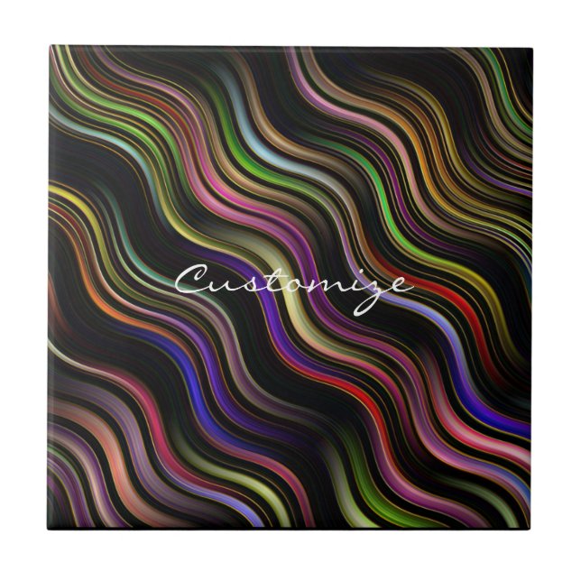 Groovy 70's vågigt hippie psychedelic kakelplatta (Framsidan)