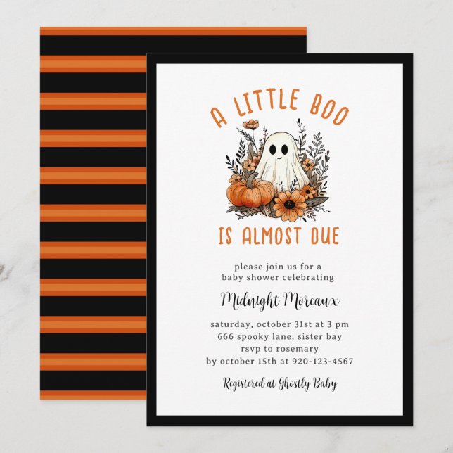 Groovy A Little Boo Halloween Baby Shower Inbjudningar (Fram/baksida)