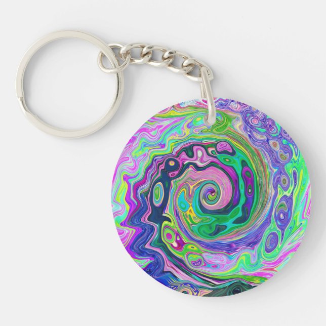 Groovy Abstrakt Aqua och Navy Lava Swirl (Framsidan)