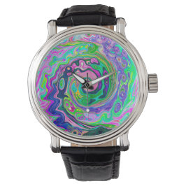 Groovy Abstrakt Aqua och Navy Lava Swirl Armbandsur