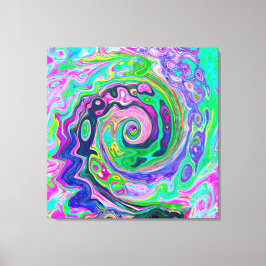 Groovy Abstrakt Aqua och Navy Lava Swirl Canvastryck