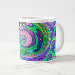 Groovy Abstrakt Aqua och Navy Lava Swirl Jumbo Mugg