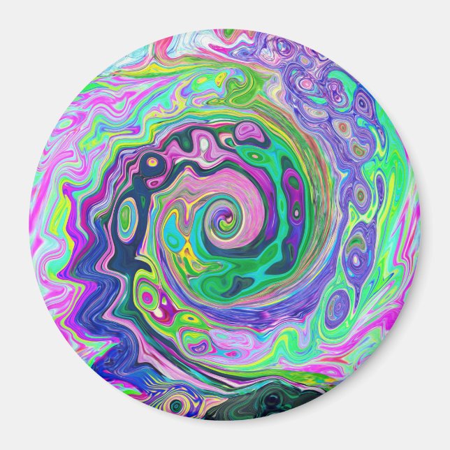 Groovy Abstrakt Aqua och Navy Lava Swirl Magnet (Framsidan)