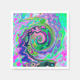 Groovy Abstrakt Aqua och Navy Lava Swirl Pappersservett