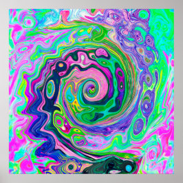 Groovy Abstrakt Aqua och Navy Lava Swirl Poster