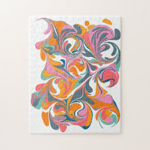 Groovy Abstrakt Colorful Marble Psychedelic Art Pussel