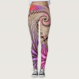 Groovy Abstrakt Digital Funky Boho Spiral Fractal Leggings