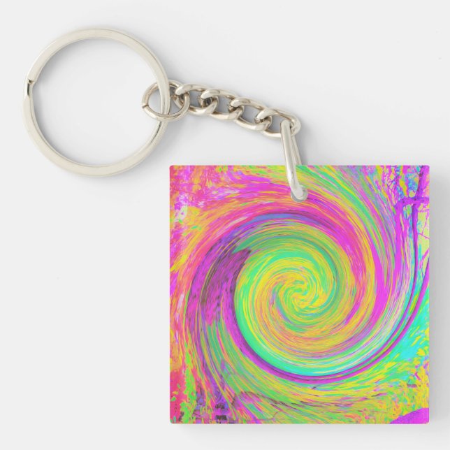 Groovy Abstrakt Lila och Gult Vätska Swirl (Framsidan)