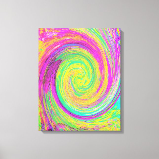Groovy Abstrakt Lila och Gult Vätska Swirl Canvastryck (Framsida)