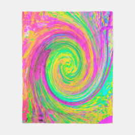 Groovy Abstrakt Lila och Gult Vätska Swirl Fleecefilt