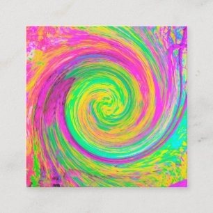 Groovy Abstrakt Lila och Gult Vätska Swirl Fyrkantigt Visitkort