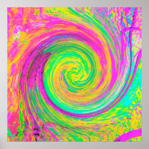 Groovy Abstrakt Lila och Gult Vätska Swirl Poster