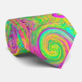 Groovy Abstrakt Lila och Gult Vätska Swirl Slips