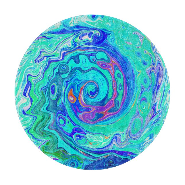 Groovy Abstrakt Ocean Blue och Grönt Liquid Swirl (Framsidan)