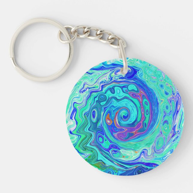 Groovy Abstrakt Ocean Blue och Grönt Liquid Swirl (Framsidan)