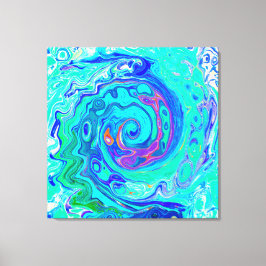 Groovy Abstrakt Ocean Blue och Grönt Liquid Swirl Canvastryck
