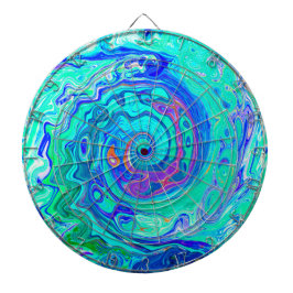 Groovy Abstrakt Ocean Blue och Grönt Liquid Swirl Darttavla