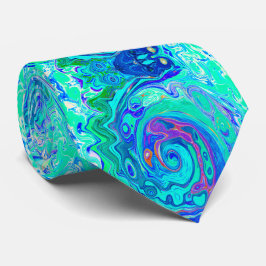 Groovy Abstrakt Ocean Blue och Grönt Liquid Swirl Slips