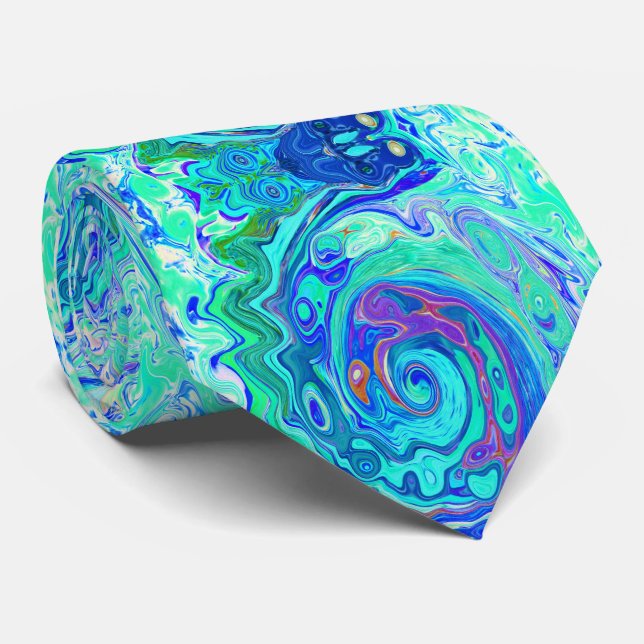 Groovy Abstrakt Ocean Blue och Grönt Liquid Swirl Slips (Rullad)