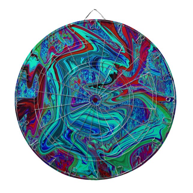 Groovy Abstrakt Retro Art in Blue and Red Darttavla (Framsidan)