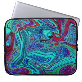Groovy Abstrakt Retro Art in Blue and Red Laptop Fodral
