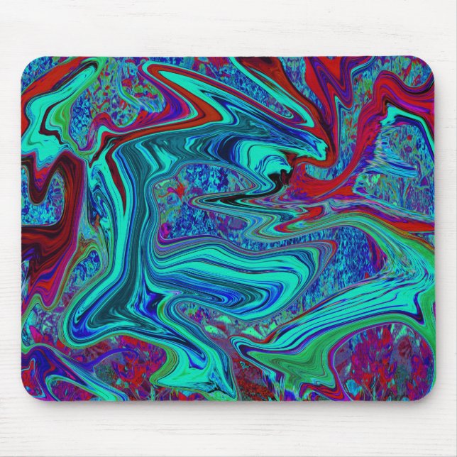 Groovy Abstrakt Retro Art in Blue and Red Musmatta (Framsidan)