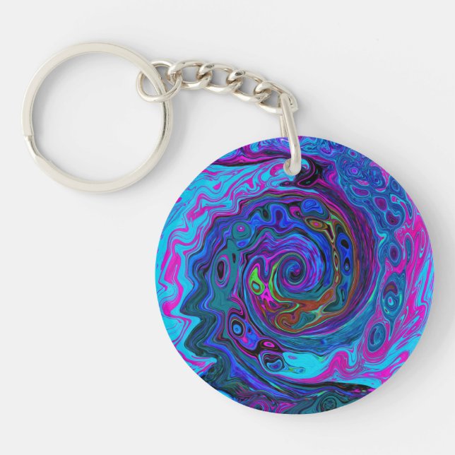 Groovy Abstrakt Retro Blue och Lila Swirl (Framsidan)