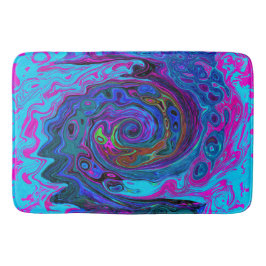 Groovy Abstrakt Retro Blue och Lila Swirl Badrumsmatta