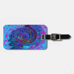 Groovy Abstrakt Retro Blue och Lila Swirl Bagagebricka