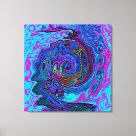Groovy Abstrakt Retro Blue och Lila Swirl Canvastryck