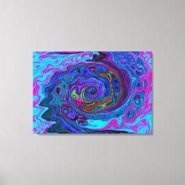 Groovy Abstrakt Retro Blue och Lila Swirl Canvastryck