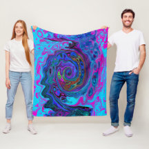 Groovy Abstrakt Retro Blue och Lila Swirl