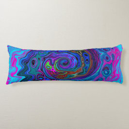 Groovy Abstrakt Retro Blue och Lila Swirl Kroppskudde