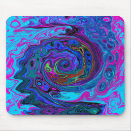 Groovy Abstrakt Retro Blue och Lila Swirl Musmatta