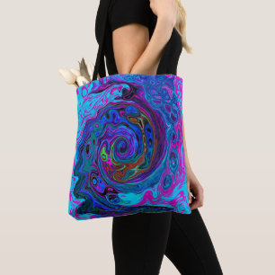Groovy Abstrakt Retro Blue och Lila Swirl Tygkasse