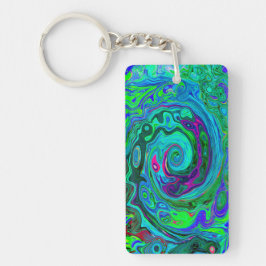 Groovy Abstrakt Retro Grönt och Blue Swirl