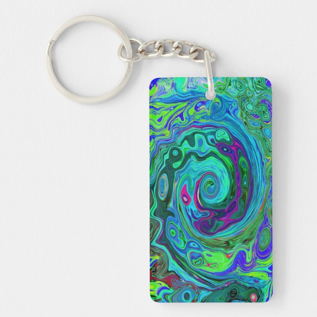 Groovy Abstrakt Retro Grönt och Blue Swirl (Framsidan)