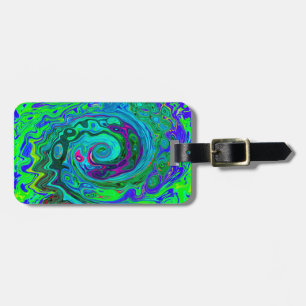 Groovy Abstrakt Retro Grönt och Blue Swirl Bagagebricka