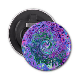 Groovy Abstrakt Retro Grönt och Lila Swirl Flasköppnare